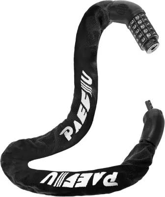 Verižna ključavnica za kolo in skiro, 90 cm, 5-mestna koda, 7 mm debela veriga, cinkova zlitina, črna najlonska prevleka