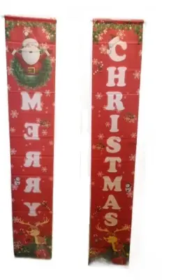 Božična napisa za vrata 184x32 cm, komplet 2 kosov, motiv Božiček in jelen, dekoracija za zunanjo in notranjo uporabo