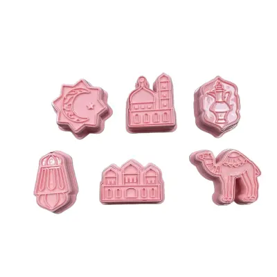 Modelčki za piškote Crethink v kompletu, roza barva, 6 kosov, trpežna umetna masa za enostavno peko in okraševanje slaščic