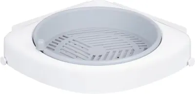 Kopalniška polica in organizator za prho brez vrtanja, bela plastika, močan TPE prisesek do 10 kg, dimenzije 32x25x5 cm