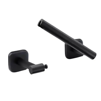 Držalo za toaletni papir 2 kosa, črno nerjaveče jeklo, komplet kopalniških držal s šablono za montažo, 20x9 cm