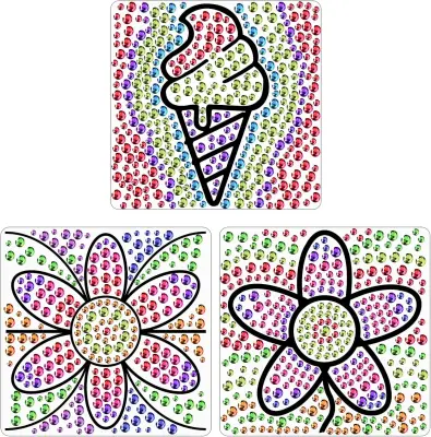 Diamantno slikanje za otroke, ustvarjalni komplet z dragimi kamni, 17 x 17 cm, 3 vzorci, razvijanje otroške kreativnosti