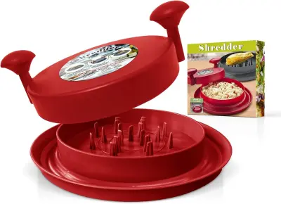 Sekljalnik piščanca in drobilnik za meso HOW TO, rezila iz nerjavečega jekla, primerno za pomivalni stroj, rdeče barve