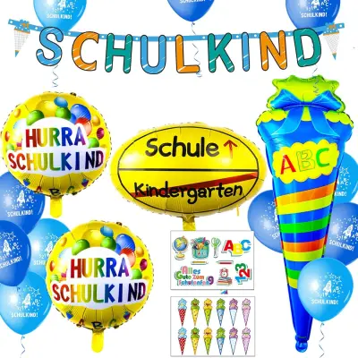 Komplet modrih balonov za dečke, 22-delni set dekoracije z motivi ABC in 123, za rojstni dan in baby shower, folija