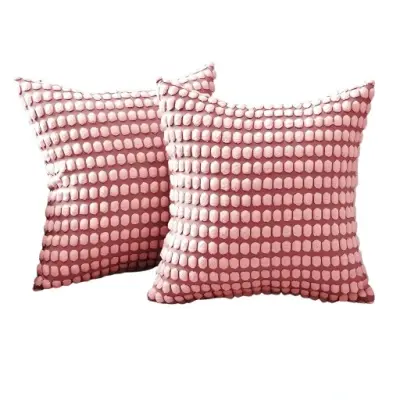 Prevleke za blazine 40x40 cm, dekorativne, rožnate barve, set 2 kosov, mehak poliester s skrito zadrgo za kavč ali posteljo