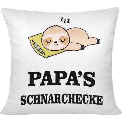 Prevleka za blazino Papa's Schnarchecke 40x40 cm, okrasna z napisom, šaljivo darilo za očeta, bela