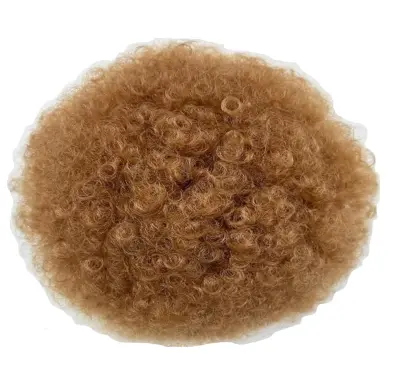 Afro Puff čop kodrast podaljšek za lase z vrvico, sintetični lasni vložek za volumen, svetlo rjava barva, 15 cm dolžina