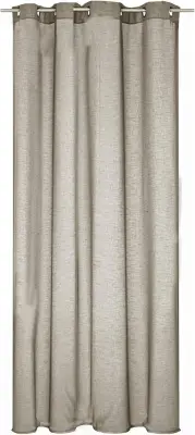 Polprosojna zavesa z obročki 140x245 cm peščena barva videz lana, elegantna dekorativna zavesa za dnevno sobo ali spalnico