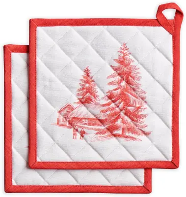 Prijemalka za lonce Maison d’Hermine, set 2 kosov, 100% bombaž, 20x20 cm, pranje v stroju, Winter Jouy, kvadratna, podstavek