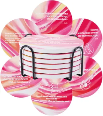 Keramični podstavki za skodelice Taylor Swift, komplet 6 kosov, rožnati, premer 10,5 cm, zaščita za mizo s citati v nemščini