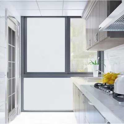 Samolepilna folija za okna 44,5x200 cm, mat bela, neprozorna za zasebnost, UV zaščita, statični nanos brez lepila, PVC