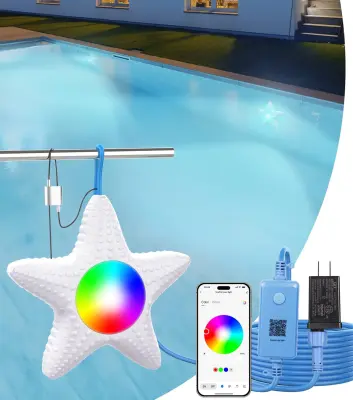 Bazenska LED svetilka pametna RGB bela, podvodna luč z upravljanjem preko aplikacije, 8m kabel, odporna na korozijo, IP68