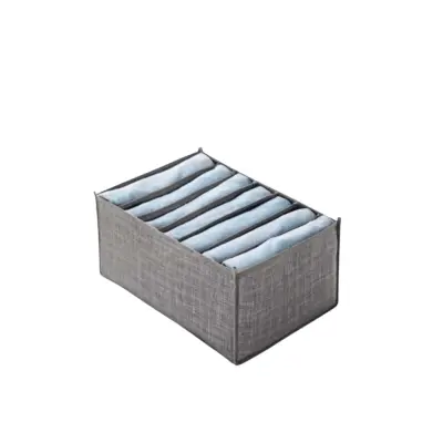 Organizator za predale in omaro za perilo ter oblačila, siv tekstilni zložljiv vstavni predal, 35 x 23,5 x 18 cm