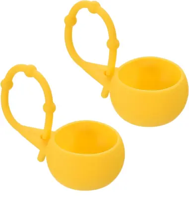 Silikonsko držalo za golf žogice z obeskom, rumeno, 2 kosa – trpežen silikonski etui za pas ali torbo, 195 mm x 45 mm