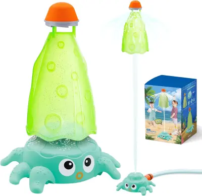 Vrtni razpršilec vodna raketa v obliki hobotnice, zelena, 27 x 16 cm, otroška vodna igrača za vrt in poletno zabavo