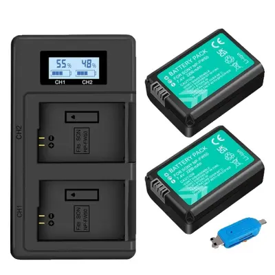 Sony NP-FW50 Baterija, Dolgotrajna moč, Združljiva z več Sony Alpha kamerami, 2 bateriji in polnilec