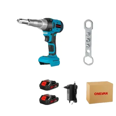 Električni zakovik, brezkrtačni motor, brezžična uporaba, 2 bateriji EU vtič