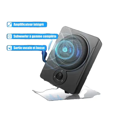 Pod sedežni subwoofer, 200W dejanske moči, 30-100Hz frekvenčni odziv, 8' premer zvočnika, 8'