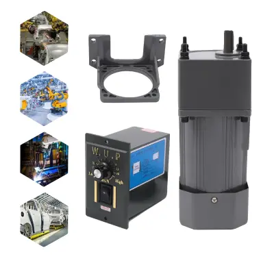 Indukcijski motor, 90W moč, 220V AC napetost, 20K razmerje hitrosti motorja, velikost gredi 1.2*2.8cm, dimenzije 16.5*9*9cm