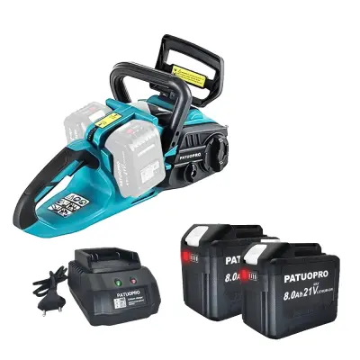 Brezkrtačna motorna žaga, nadzorovana žaga, avtomatsko olje, ergonomska zasnova, 2PCS 8.0Ah baterija, EU