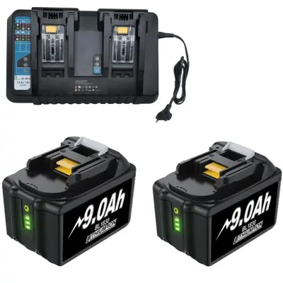 Makita 18V Polnilec baterij, združljiv z BL1850B in BL1860, hitro polnjenje za električno orodje, Modrá