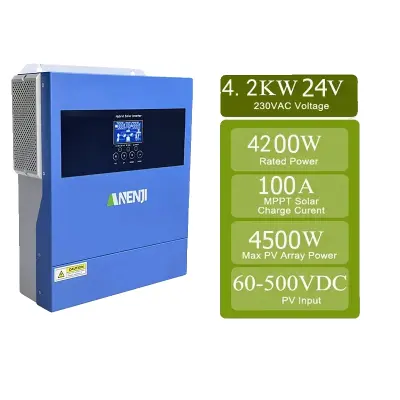 Hibridni solarni inverter, 11000W izhodna moč, dvojni PV vhod, ANJ-4000W-24V, 220-240V