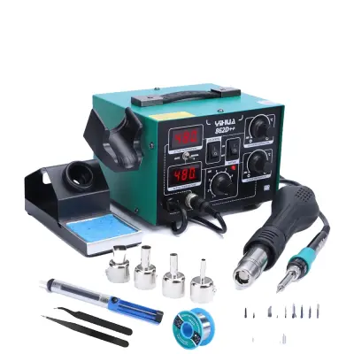 YIHUA 862D++ postaja za spajkanje, dvojna kontrola temperature, energetsko učinkoviti načini, paket 2, 220-240V EU vtič