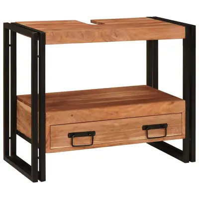 vidaXL Omarica za umivalnik Rjava 71 x 33 x 58 cm Masiven les akacije