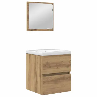 vidaXL Komplet pohištva za kopalnico 2 pcs Artisan hrast in bela
