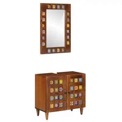 vidaXL Komplet pohištva za kopalnico 2 pcs Oreh Masiven les manga