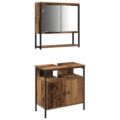 vidaXL Komplet pohištva za kopalnico 2 pcs Rjava Konstruiran les