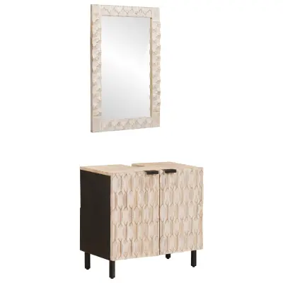 vidaXL Kopalniške postave z vrati Bel pranje finiš Masiven les manga