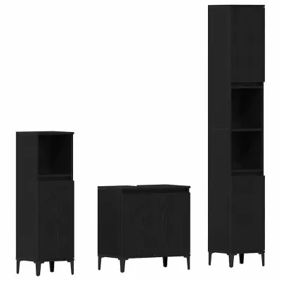 vidaXL Komplet pohištva za kopalnico z vrati 3 pcs Črna Orehovina