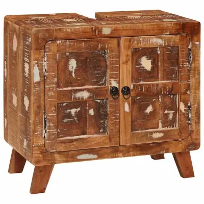 vidaXL Kopalniška omarica s polico Trden recikliran les in obdelan les