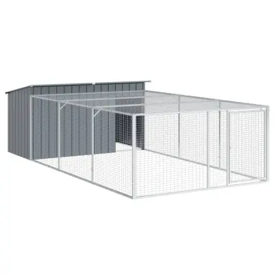 vidaXL Pasja uta z ograjo antracitna 197x396x110 cm pocinkano jeklo