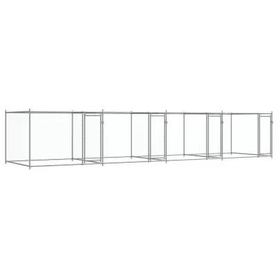 vidaXL Pasji boks z vrati siv 8x2x1,5 m pocinkano jeklo