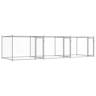 vidaXL Pasji boks z vrati siv 6x2x1,5 m pocinkano jeklo