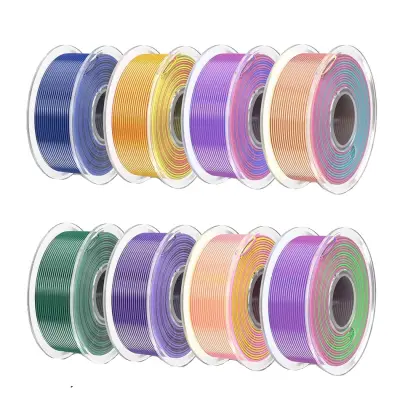 3D tiskalnik filament, 8 kolutov večbarvnega svile, lepo navit 1.75mm, Silk PLA Set 02
