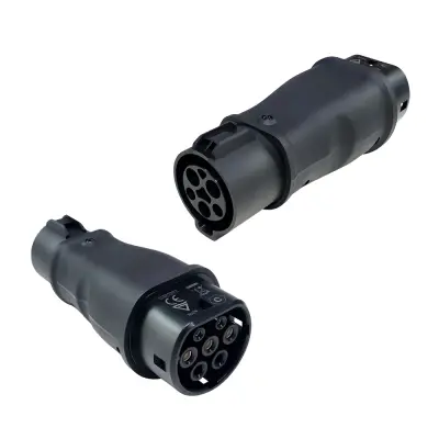 EV polnilni adapter, združljivost Tip 1 do Tip 2, visoka zmogljivost 7.2KW, črna, Tip1 do tip2