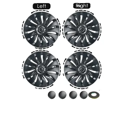 Pokrovi koles za Tesla Model Y, 19 palcev, simetrična zasnova, visoko kakovosten ABS, LR gun grey