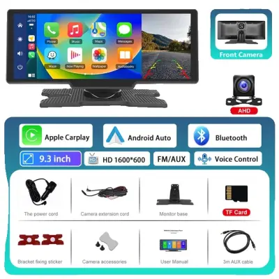 Avto DVR ogledalo monitor, Brezžični Carplay, GPS navigacija, 9.3 z TF AHD