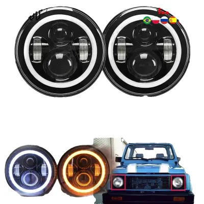 LED žarometna enota, 7 palcev, 12V/24V, 2 kg, Vodoodporna, Združljiva z LADA Niva
