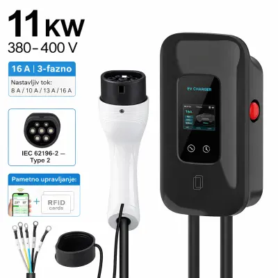 Polnilna postaja za EV PRO, nadzor APP, 11KW 16A 3 faze, TYPE2