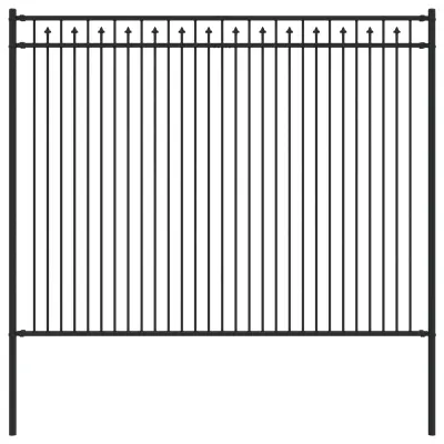 vidaXL Spike Fence Črna 200 x 200 cm Prašno lakirano jeklo
