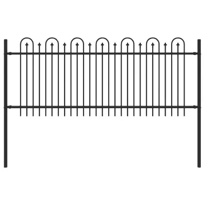 vidaXL Spike Lok Ograja Črna 200 x 130 cm Prašno lakirano jeklo