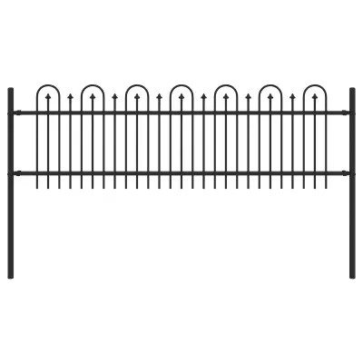 vidaXL Spike Lok Ograja Črna 200 x 130 cm Prašno lakirano jeklo