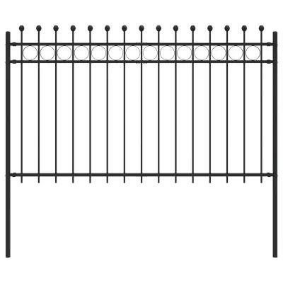 vidaXL Obročasta ograja Črna 200 x 130 cm Prašno lakirano jeklo