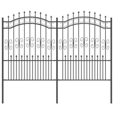 vidaXL Vrtna ograja Siva 240 x 202,5 cm Jeklo s prašnim premazom
