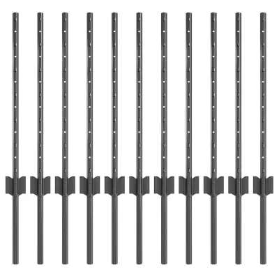 vidaXL Steber ograje. 11 pcs Siva 60 cm Jeklo