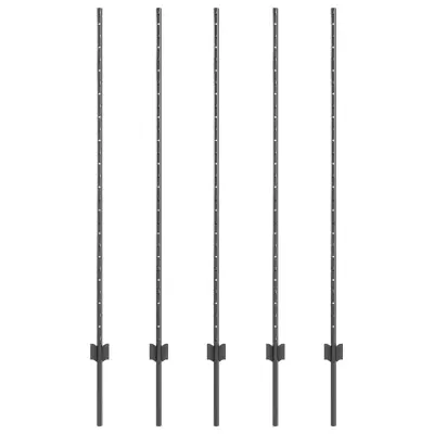 vidaXL Steber ograje. 5 pcs Siva 140 cm Jeklo